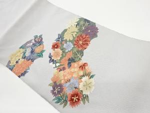 綴れ地紙に草花模様織出し名古屋帯